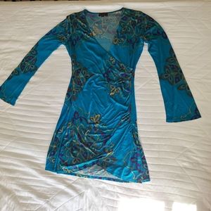 Hale Bob 100% silk turquoise dress